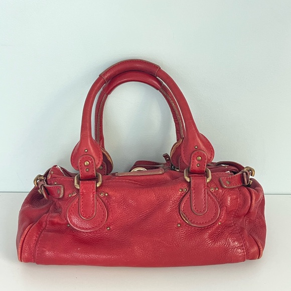 Chloe Paddington Red Leather Handbag Y2K - Picture 2 of 14